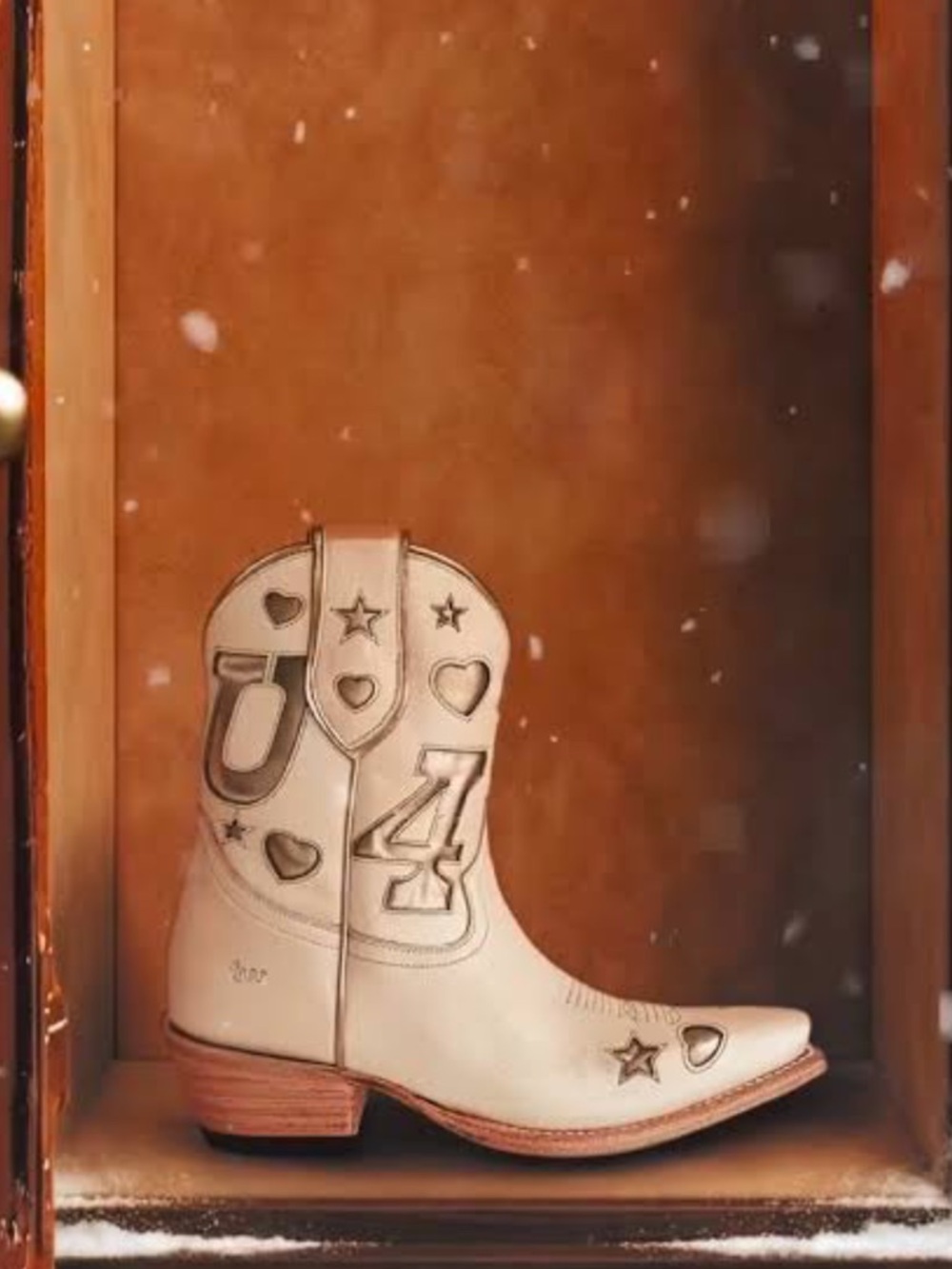 To the stars Cream Western Ankle Booties with Heart & Stars Golden West Booties